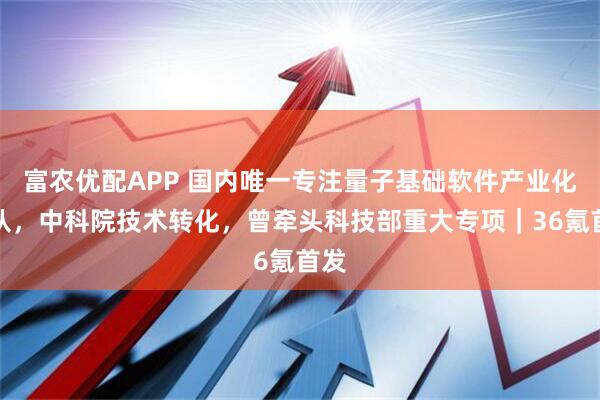 富农优配APP 国内唯一专注量子基础软件产业化团队，中科院技术转化，曾牵头科技部重大专项｜36氪首发